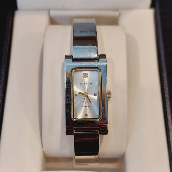 NIB ANNE KLEIN II STAINLESS STEEL DIAMOND ACCENTED WATCH - Picture 1 of 13